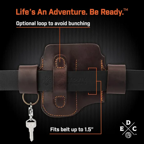 Vista 3 de Funda multiherramienta y funda de linterna, bolsa de cuero EDC para cinturones también se adapta a cuchillos y llaves, compatible con Leatherman