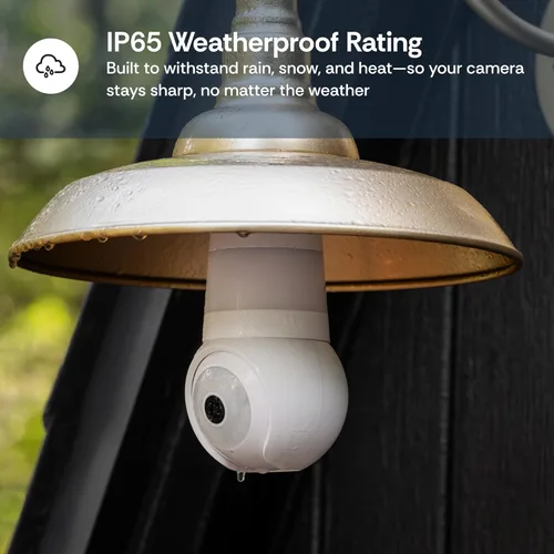 Vista 15 de Luna - Cámaras de seguridad inalámbricas para exteriores e interiores, inclinación panorámica de 360°, visión nocturna a color, bombilla LED y foco