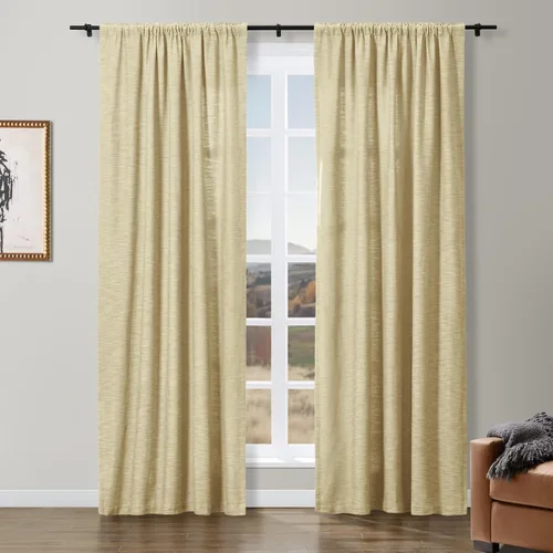 Vista 9 de ChadMade Simon Collection - Cortina de mezcla de algodón con forro de algodón de privacidad, 1 panel de 50 pulgadas de ancho x 84 pulgadas de largo