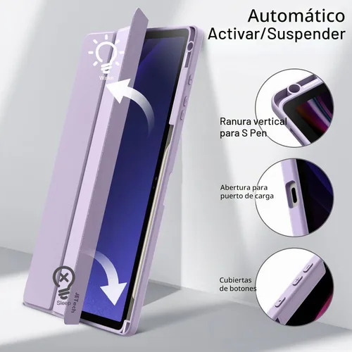 Vista 5 de JETech - Funda para Galaxy Tab S10 Plus/S9 Plus de 12.4 pulgadas, color morado claro