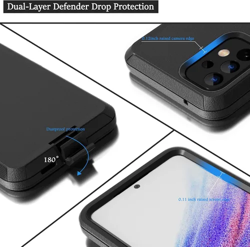 Vista 3 de Funda compatible con Samsung Galaxy A53 5G, con clip para cinturón, resistente, a prueba de golpes, protección de cuerpo completo, con función atril