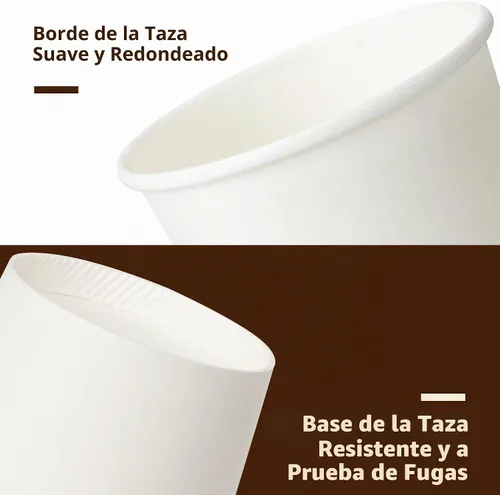 Vista 4 de YEEHAW - Paquete de 50 tazas de café de 12 onzas con tapas y fundas Mangas Kraft blancas
