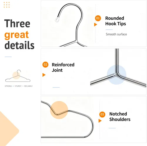 Vista 4 de TIMMY Wire perchas Pack 30 acero inoxidable fuerte metálica perchas ropa 16,5 pulgadas