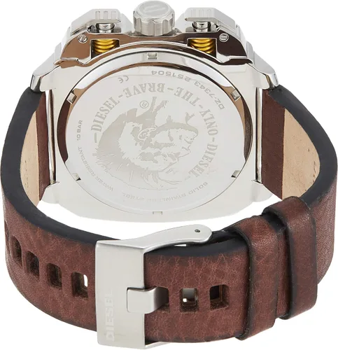 Vista 2 de Diesel Reloj de acero inoxidable DZ7343 para hombre con correa de cuero, Reloj de cuarzo