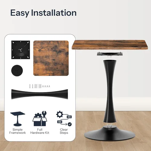 Vista 7 de HOOBRO Mesa de comedor, mesa de comedor cuadrada para 2, mesa de comedor de 27.6 pulgadas para espacios pequeños, mesa de cocina de tulipán, base