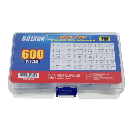 Vista 4 de BOJACK Kit surtido de diodos Zener de 30 valores 600 piezas de 1 W