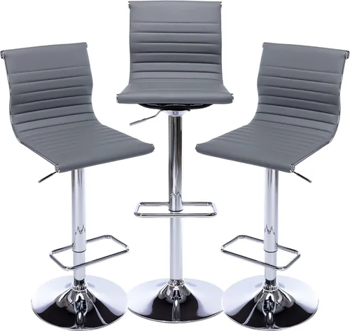 Vista 14 de chairus Juego de 2 taburetes de bar giratorios modernos, taburetes de bar ajustables con altura de mostrador, taburetes de piel sintética sin brazos