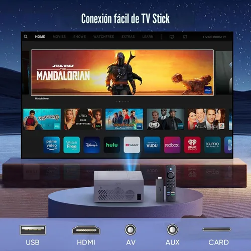 Vista 6 de TMY Proyector Bluetooth con reproductor de DVD integrado, mini proyector de 1080P, proyector de DVD portátil para películas al aire libre