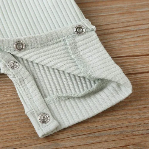Vista 13 de Mameluco unisex de manga corta para bebé recién nacido, con botones, de una pieza, ropa de color sólido
