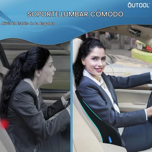 Vista 6 de QUTOOL Almohada de Soporte Lumbar para Automóvil, Accesorios de Camión Elementos Esenciales de Viaje, Cojín de Espuma con Memoria para Asiento