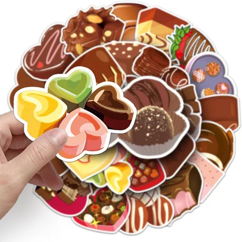 Vista 5 de Calcomanías temáticas de chocolate para adolescentes, adultos, amantes de los postres, entusiastas de los aperitivos, vinilo impermeable