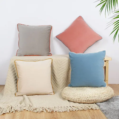 Vista 5 de Fundas de almohada de terciopelo de 18 x 18 pulgadas, juego de 4 fundas de almohada decorativas de terciopelo de colores modernos para sofá, frío