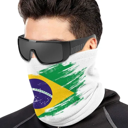 Vista 4 de PARREN Calentador de cuello con bandera brasileña, bufanda de tubo de esquí y máscara de media cara de snowboard, cubierta facial para hombres