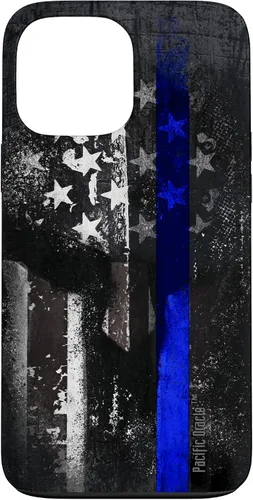 Vista 24 de Trump Police USA Flag Skull Thin Blue Line Support Case for iPhone 17