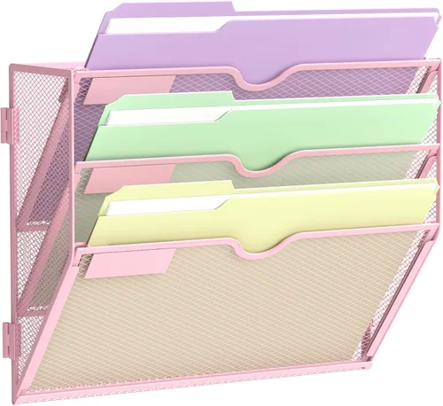 Vista 17 de SUPEASY Organizador de Archivos de Pared de Malla para Oficina, Soporte de Correo Colgante, Organizador de Pared para Revistas para Oficina Negro