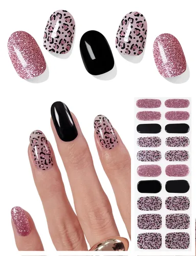 Vista 10 de AutyaMee Tiras de uñas de gel semicuradas (abeja y flor), 20 unidades de envolturas de uñas de gel, calcomanías, rosa nude, calidad de salón
