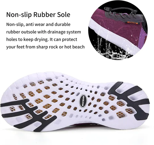 Vista 8 de Whatseaso Zapatos acuáticos para mujeres y hombres, ligeros, de secado rápido, para playa, adultos, zapatos deportivos para natación, surf, piscina