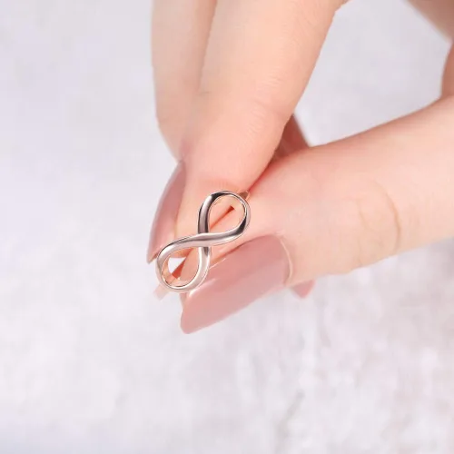 Vista 4 de SOMEN TUNGSTEN Anillo de plata de ley 925 con nudo infinito, anillo de boda de eternidad, tamaño 4-11