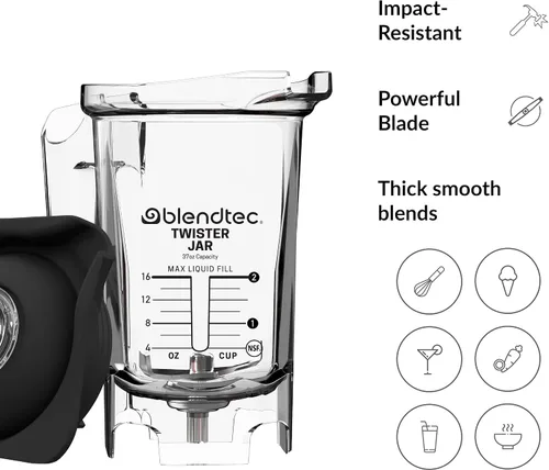 Vista 5 de Blendtec Twister Commercial Jar (transparente), espátula y tapa de agarre