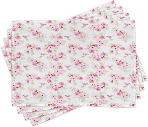 Vista 13 de Lunarable Juego de 4 manteles individuales color borgoña, borde de copo de nieve adornado con motivos antiguos, inspiración de invierno y Navidad