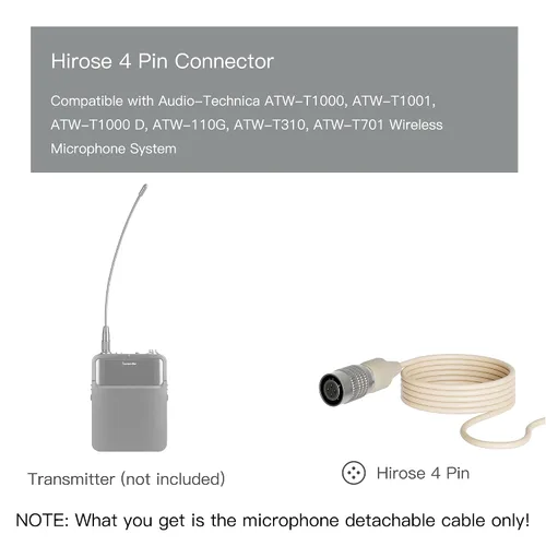 Vista 2 de J K Hirose - Cable desmontable de 4 pines compatible con mochilas Audio-Technica