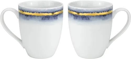 Vista 3 de Euro Porcelain Juego de comedor de mármol azul de 16 piezas, vajilla de porcelana fina con servicio de acento de placa de oro de 24 quilates para 4