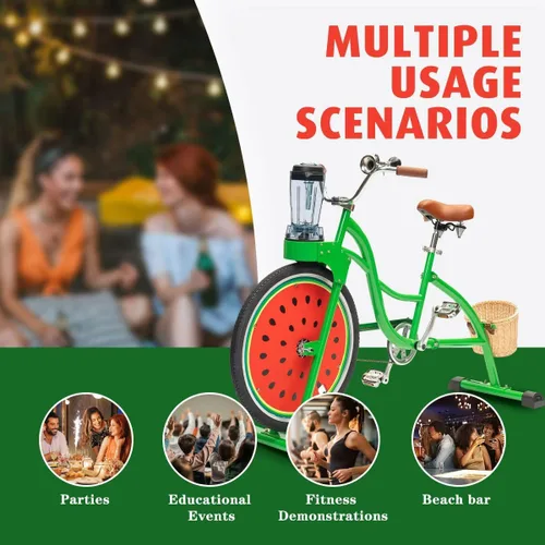 Vista 4 de Blue Outdoor Pedal Blender Bike – Exprimidor de batidos para frutas y verduras, licuadora comercial de jugo de fitness