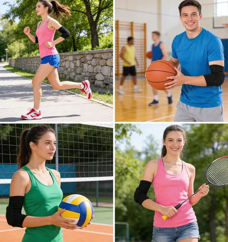 Vista 6 de 2 coderas de voleibol, transpirables, anticolisión, protectores de coderas de esponja para hombres y mujeres, almohadilla ajustable para el brazo