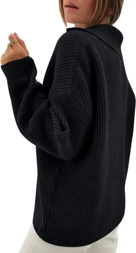 Vista 4 de LILLUSORY Suéter de punto, cuello plegable, con botones a presión, para mujer