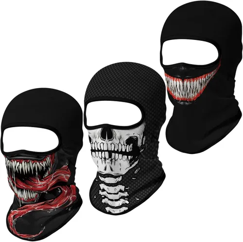 Vista 10 de Pasamontañas 3D, máscara de cara completa, resistente al viento, máscara de esquí con calavera táctica para motocicleta, ciclismo, Halloween