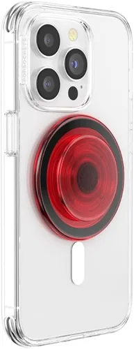 Vista 5 de PopSockets Agarre para teléfono MagSafe con soporte, soporte magnético, parte superior intercambiable, sujeción segura para fundas MagSafe de rojo