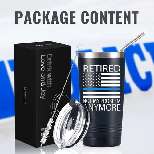 Vista 7 de Onebttl Regalo de jubilación de policía para hombres, policía, policía, policía, vaso de viaje de acero inoxidable, 20 onzas, color negro