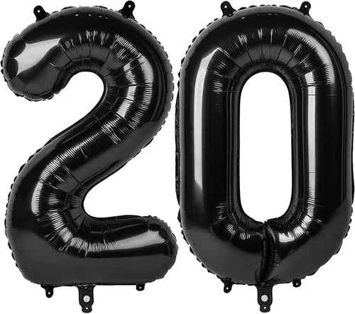 Vista 91 de Globos con números de 40 pulgadas, color negro, para decoraciones de cumpleaños de 10 a 100 años Jumbo 40In & Vibrant Color, With Hanging Holes