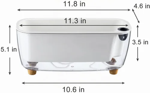 Vista 4 de Paquete de 5 macetas rectangulares de 11.8 x 4.6 pulgadas, macetas de riego automático para alféizar de ventana, macetas rectangulares