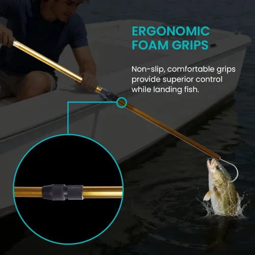 Vista 4 de GAFFER SPORTFISHING Gancho extensible de aluminio para peces con soporte de gancho de lanza de pesca de acero inoxidable afilado