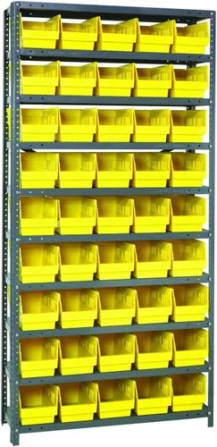 Vista 379 de Quantum QSBU-245BK Heavy Duty Shelving Unit with (7) Shelves and (24) QUS245 Black Bins for Garage Warehouse Storage Distribution 400 lb Load
