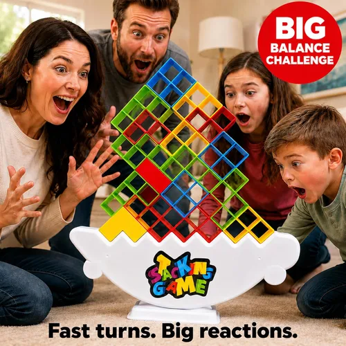 Vista 6 de BBnote Juego gigante XL de 48 piezas para adultos y niños, juegos de torre de mesa Tetra para fiesta de viaje familiar, juguete apilable