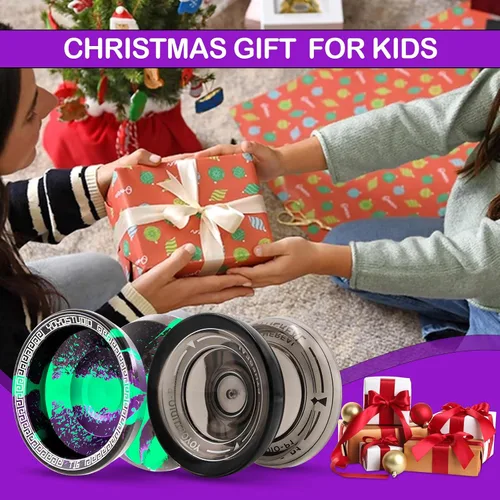 Vista 7 de YOYOSTUDIO Yoyo P1 Crystal Black & T16 Negro Verde Púrpura, Yoyos profesionales de doble propósito, paquete de 2, Yoyo sensible para niños de 8 a 12