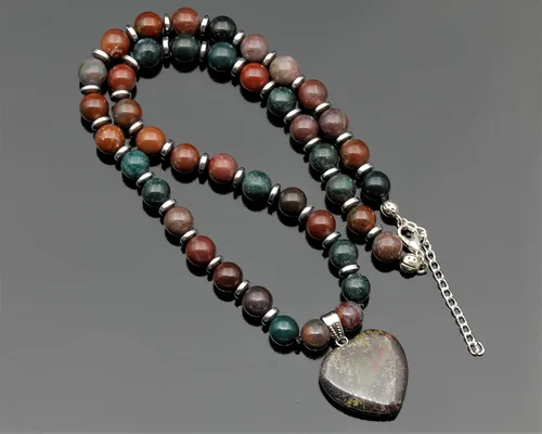 Vista 73 de Colgante de corazón de aventurina natural, Collar de cuentas de aventurina genuina, Collar de piedra verde, Collar de piedras preciosas, Cuentas