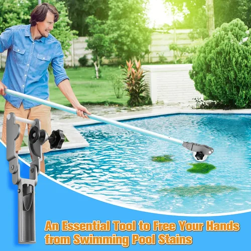 Vista 3 de Lounsweer 1 soporte para tableta de piscina para poste de piscina, flotador de tabletas de aleación de aluminio de acero inoxidable, herramienta