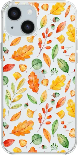 Vista 21 de Blingy's Funda compatible con iPhone 15, divertido estilo gato con patrón de hojas de otoño, lindo diseño de animales de otoño, funda protectora