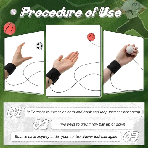 Vista 5 de Jerify - 30 unidades de pelota de retorno de muñeca en una cuerda, deportes de béisbol, regalos de fiesta de fútbol, baloncesto, muñeca de retorno