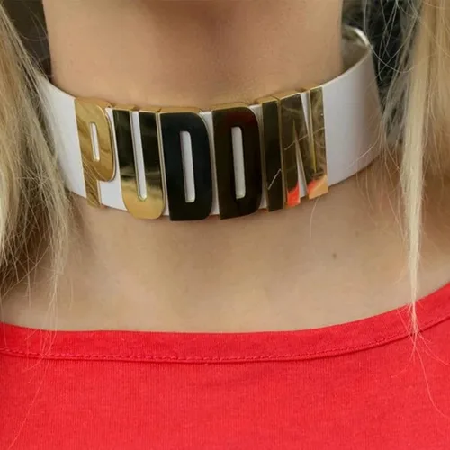 Vista 4 de Gargantilla de Halloween para cosplay, collar ajustable de cuello alto para mujer, gargantilla de Puddin de moda, collar de Halloween, regalo
