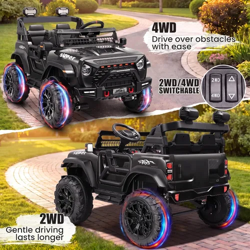 Vista 6 de Hikole Juguetes de paseo de 24 V para niños grandes de 3 a 8, coche Negro1