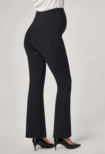 Vista 4 de Ewedoos Pantalones de maternidad pantalones de trabajo laterales fruncidos con bolsillos sobre el vientre, pantalones de vestir de embarazo