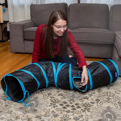 Vista 5 de PetLike S Cat Tunnel - Juguete plegable para mascotas con bola (1 vía, negro)