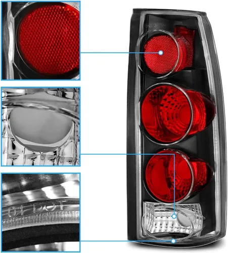 Vista 4 de AmeriLite para Chevy GMC [Camion C/K Truck Silverado Sierra Suburban Blazer Tahoe Yukon] Juego de luces traseras de repuesto estilo Euro en negro