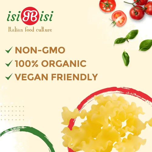 Vista 4 de isiBisi Pasta de Mafalda para bebé sin gluten, mini fideos de lasaña hechos con harina de maíz y harina de arroz, vegano, sin OMG, fabricado