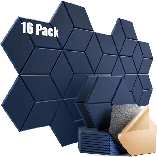 Vista 153 de Paquete de 22 paneles acústicos autoadhesivos de 12 x 10 x 0.4 pulgadas, paneles de espuma a prueba de sonido con alta densidad, diseño forrado