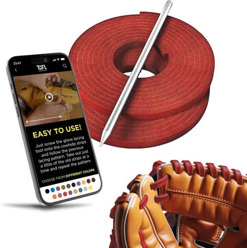 Vista 11 de TOFL Kit de encaje para guantes de sóftbol y béisbol Kit de reparación de cordones de guante de encaje 2 cordones de cuero con aguja de cordones